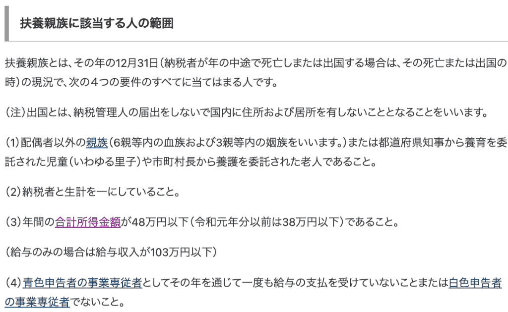 扶養親族に該当する人の範囲 画像
