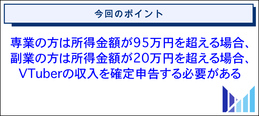 VTuberの所得に税金が課されて確定申告が必要になるのはいくらから？ 画像